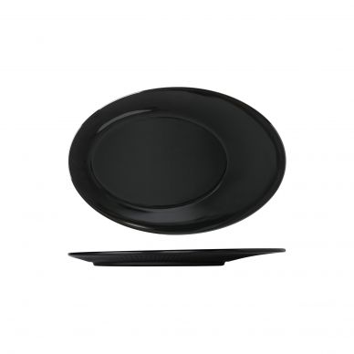 Midnight Black Boston Melamine Oval Plate 30.5 x 20.7cm - Pack of 12