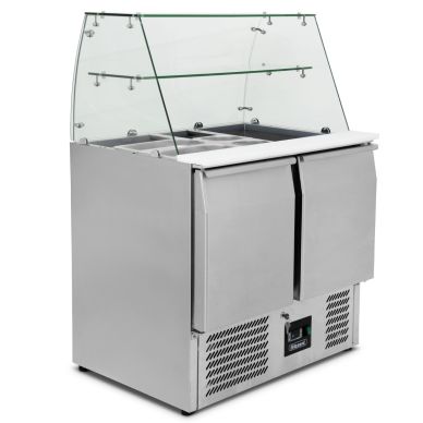 Blizzard Double Hinged Door Refrigerated Prep Counter With Glass Canopy