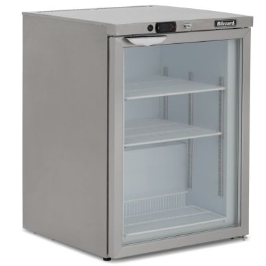 Glass Door Stainless Steel Under Counter Freezer 105L