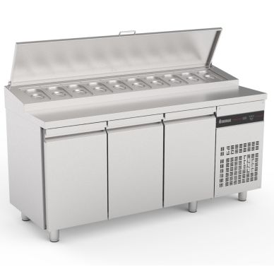 Inomak 3 Door GN Prep Counter W/ Raised Collar