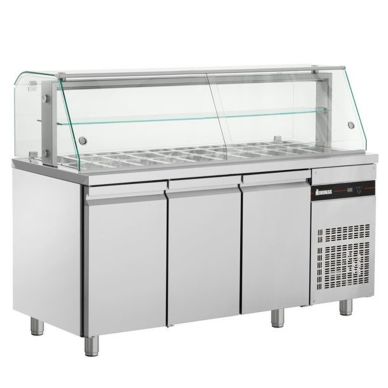 Inomak Three Door Saladette With Display Case